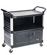  Rubbermaid Commercial Plastic Service and Utility Cart with  Cabinet and Sliding Drawer, Black (FG345700BLA) 200 lbs : Office Products